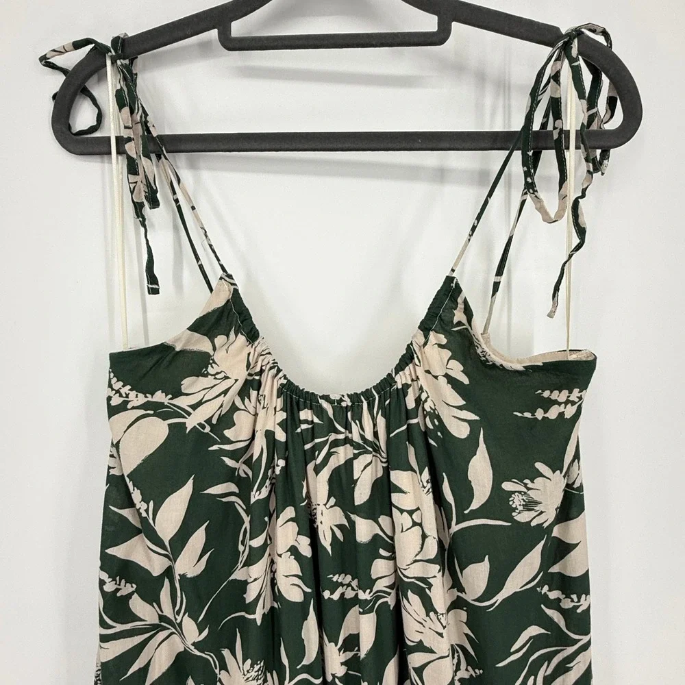 Abercrombie & Fitch Maxi Dress Womens LT Green Floral Excellent Tie Shoulder